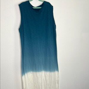 Universal Thread Asymmetrical Dress in Teal and White